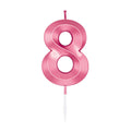 Globos - Globos Taartkaars 6cm metallic licht roze no. 8