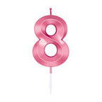 Globos - Globos Taartkaars 6cm metallic licht roze no. 8
