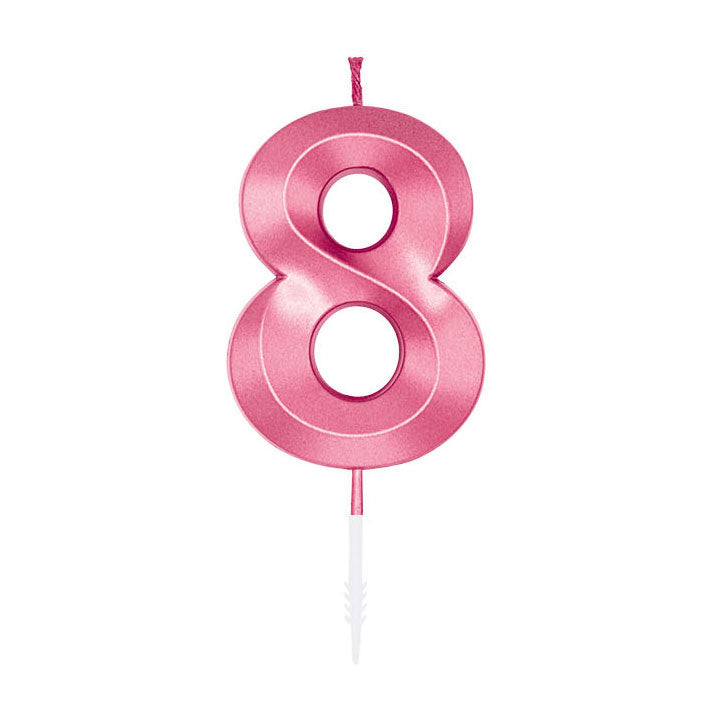 Globos - Globos Taartkaars 6cm metallic licht roze no. 8