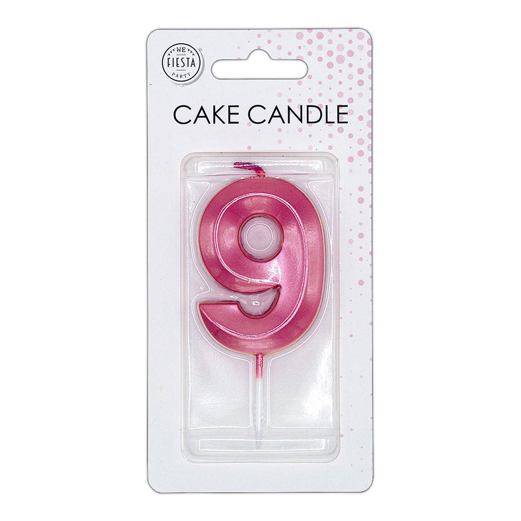 Globos - Globos Taartkaars 6cm metallic licht roze no. 9