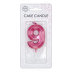 Globos - Globos Taartkaars 6cm metallic licht roze no. 9