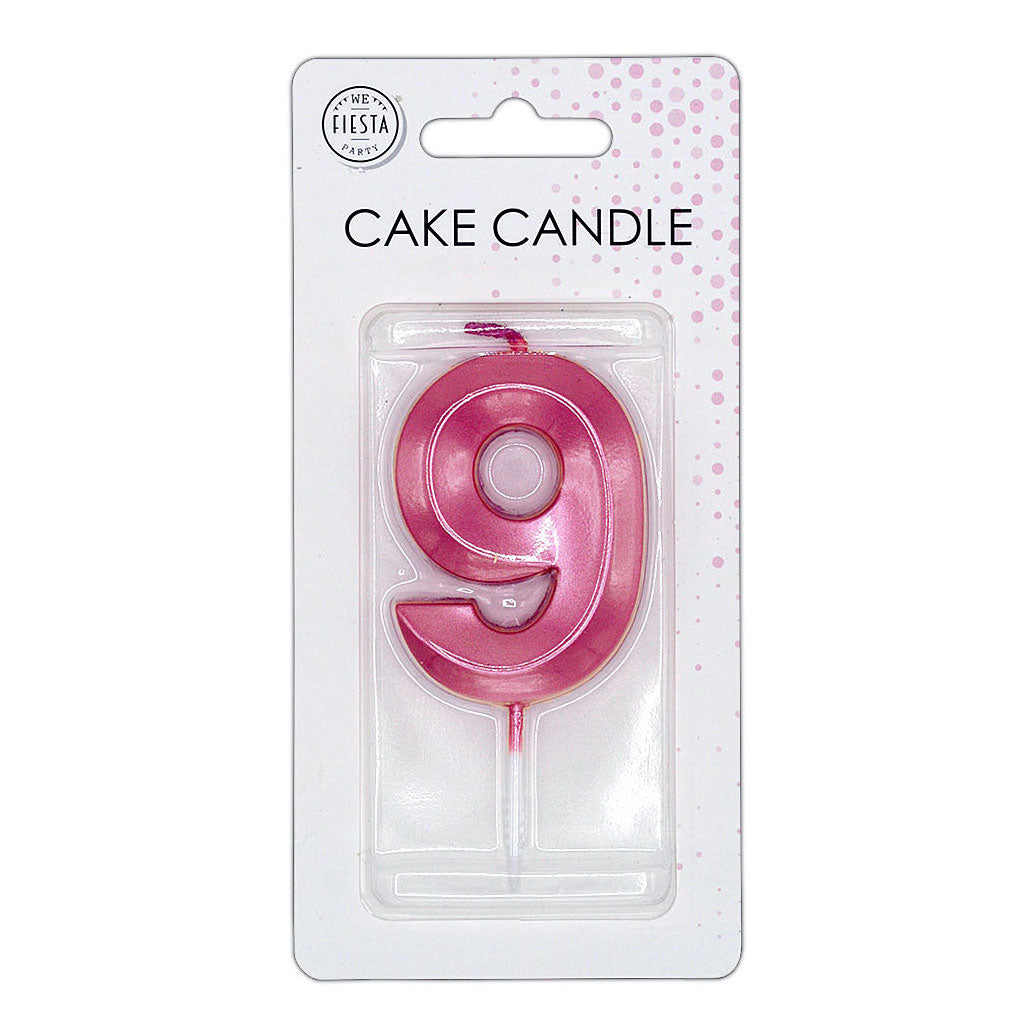 Globos - Globos Taartkaars 6cm metallic licht roze no. 9