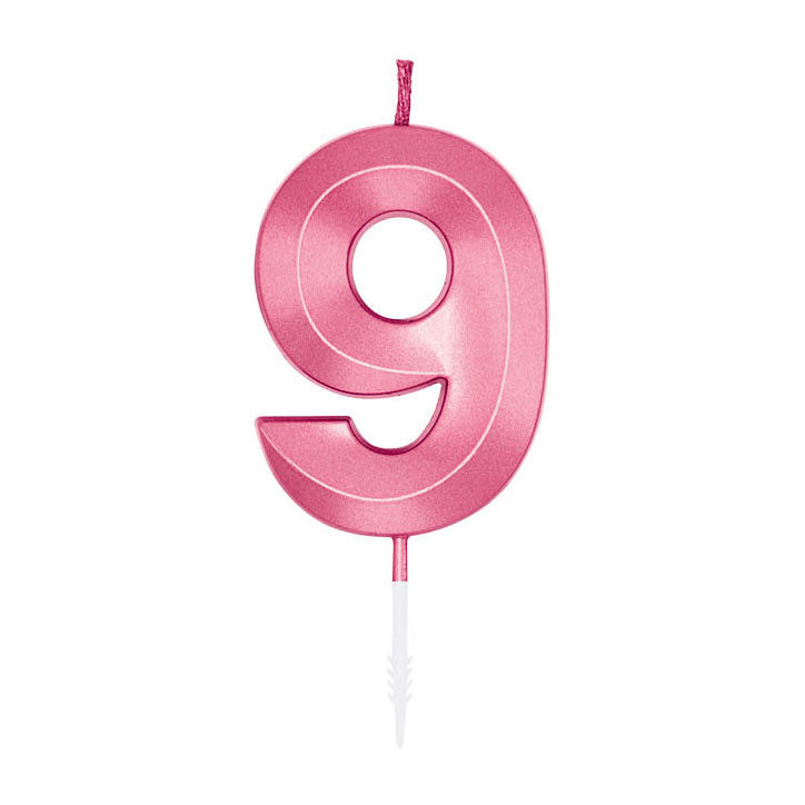 Globos - Globos Taartkaars 6cm metallic licht roze no. 9