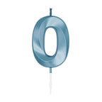 Globos - Globos Taartkaars 6cm metallic licht blauw no. 0