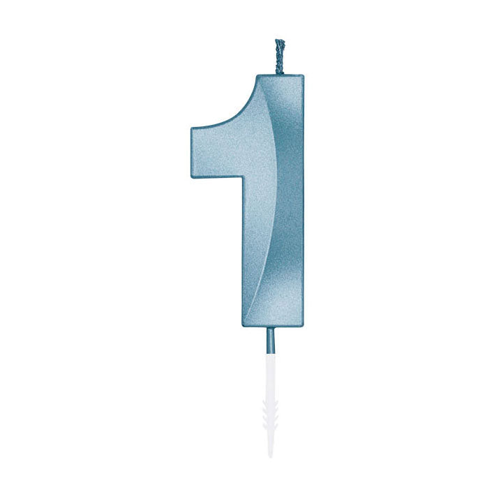 Globos - Globos Taartkaars 6cm metallic licht blauw no. 1