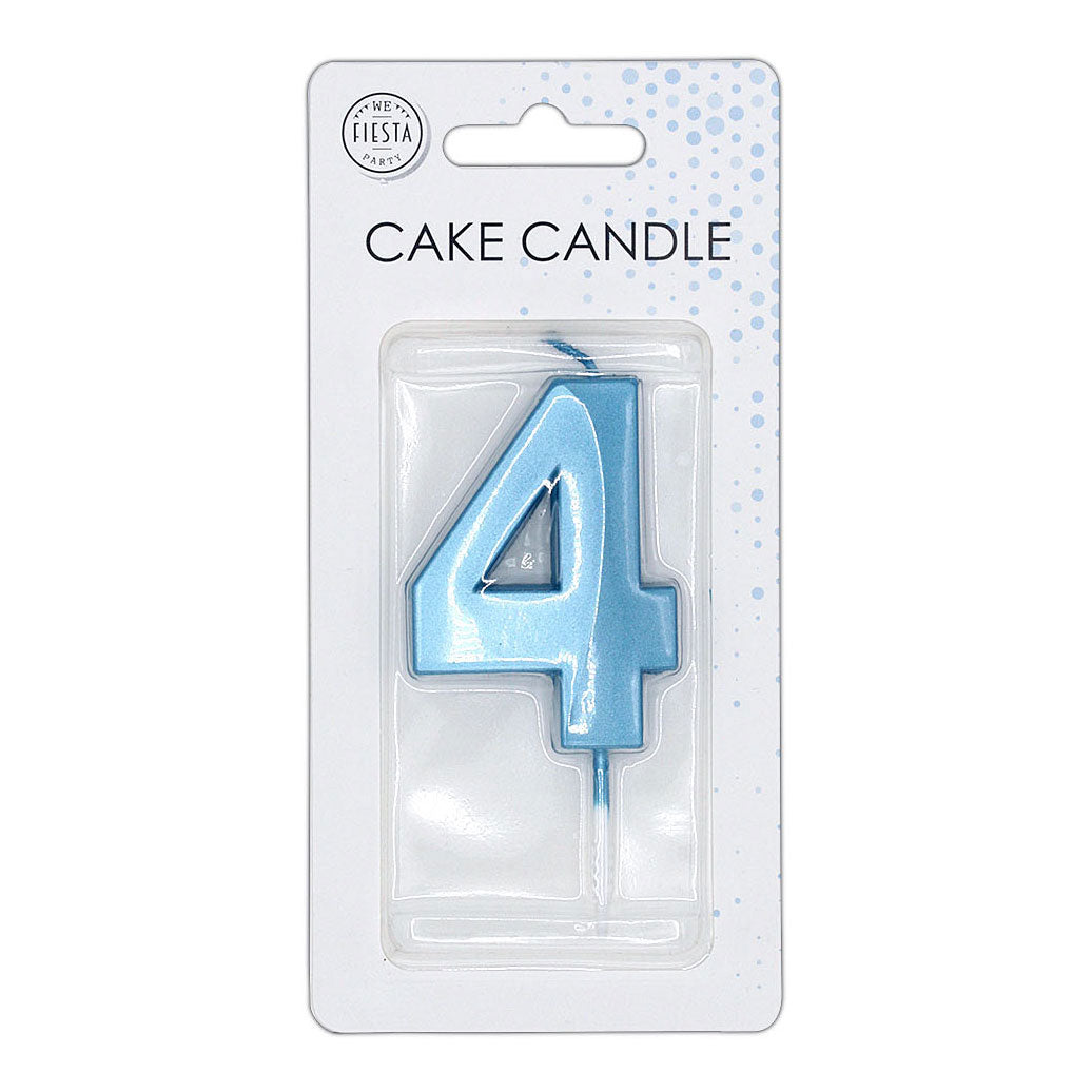 Globos - Globos Taartkaars 6cm metallic licht blauw no. 4