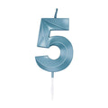 Globos - Globos Taartkaars 6cm metallic licht blauw no. 5