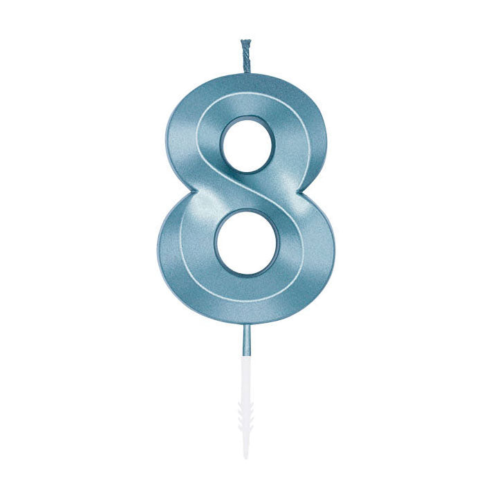 Globos - Globos Taartkaars 6cm metallic licht blauw no. 8