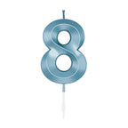 Globos - Globos Taartkaars 6cm metallic licht blauw no. 8