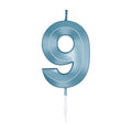 Globos - Globos Taartkaars 6cm metallic licht blauw no. 9