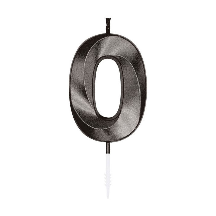 Globos - Globos Taartkaars 6cm metallic zwart no. 0