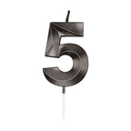 Globos taartkaars 6cm metallic zwart no. 5