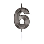 Globos - Globos Taartkaars 6cm metallic zwart no. 6