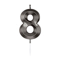 Globos - Globos Taartkaars 6cm metallic zwart no. 8