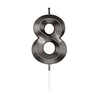 Globos - Globos Taartkaars 6cm metallic zwart no. 8