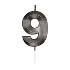 Globos - Globos Taartkaars 6cm metallic zwart no. 9