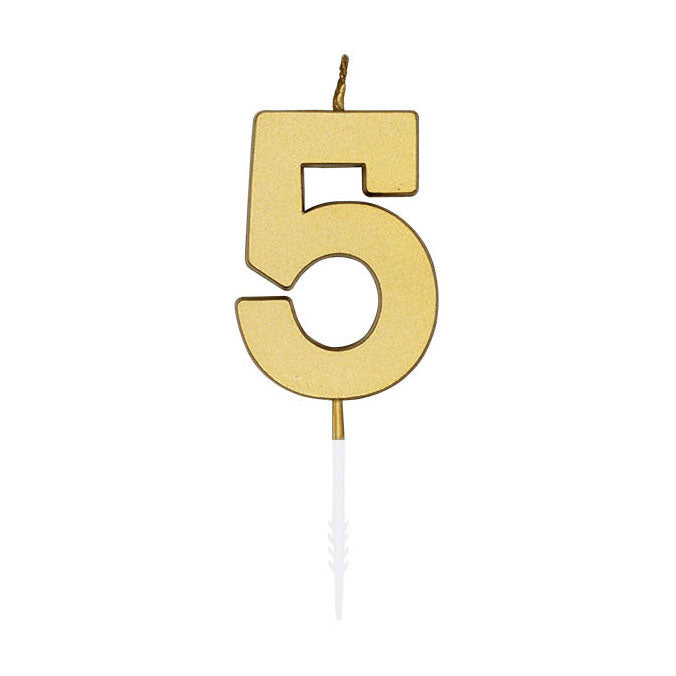 Globos - Globos Taartkaars 45cm metallic goud no. 5