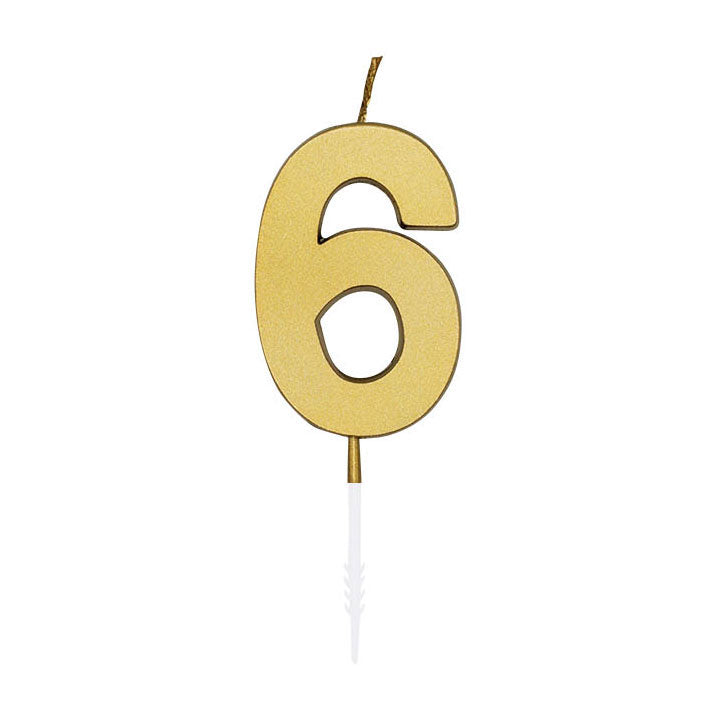 Globos - Globos Taartkaars 45cm metallic goud no. 6