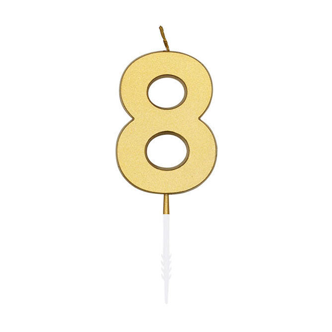 Globos - Globos Taartkaars 45cm metallic goud no. 8