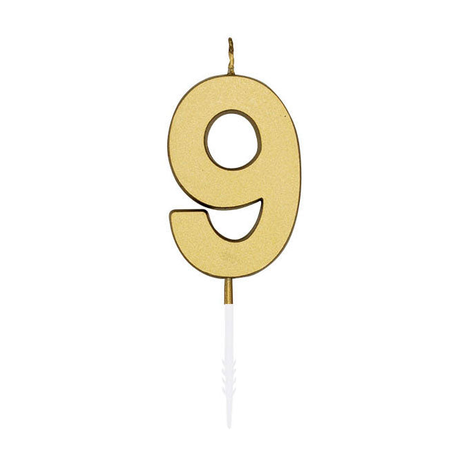 Globos - Globos Taartkaars 45cm metallic goud no. 9
