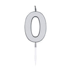 Globos - Globos Taartkaars 45cm metallic zilver no. 0