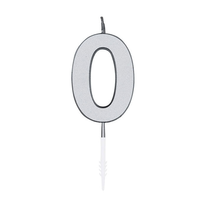 Globos - Globos Taartkaars 45cm metallic zilver no. 0