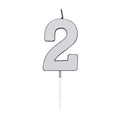 Globos - Globos Taartkaars 45cm metallic zilver no. 2
