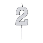 Globos - Globos Taartkaars 45cm metallic zilver no. 2