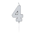 Globos - Globos Taartkaars 45cm metallic zilver no. 4