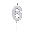 Globos - Globos Taartkaars 45cm metallic zilver no. 6