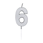 Globos - Globos Taartkaars 45cm metallic zilver no. 6