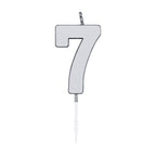 Globos - Globos Taartkaars 45cm metallic zilver no. 7