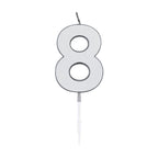 Globos - Globos Taartkaars 45cm metallic zilver no. 8