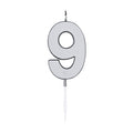 Globos - Globos Taartkaars 45cm metallic zilver no. 9