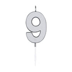Globos - Globos Taartkaars 45cm metallic zilver no. 9