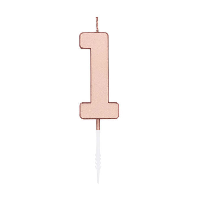 Globos - Globos Taartkaars 45cm metallic rose goud no. 1