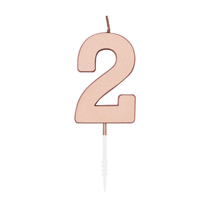 Globos - Globos Taartkaars 45cm metallic rose goud no. 2