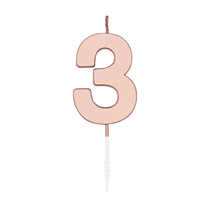 Globos - Globos Taartkaars 45cm metallic rose goud no. 3