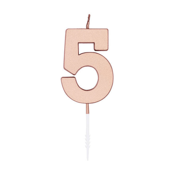 Globos - Globos Taartkaars 45cm metallic rose goud no. 5