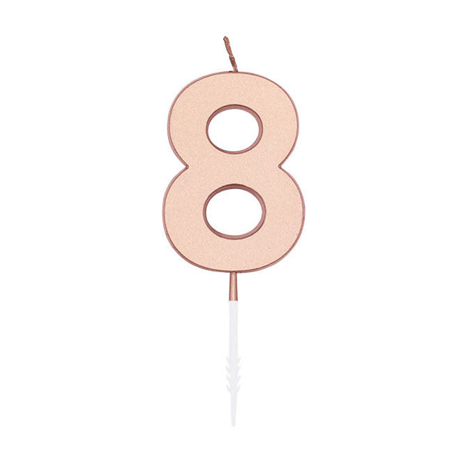 Globos - Globos Taartkaars 45cm metallic rose goud no. 8