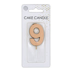 Globos taartkaars 4,5cm metallic rose goud no. 9