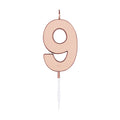 Globos - Globos Taartkaars 45cm metallic rose goud no. 9