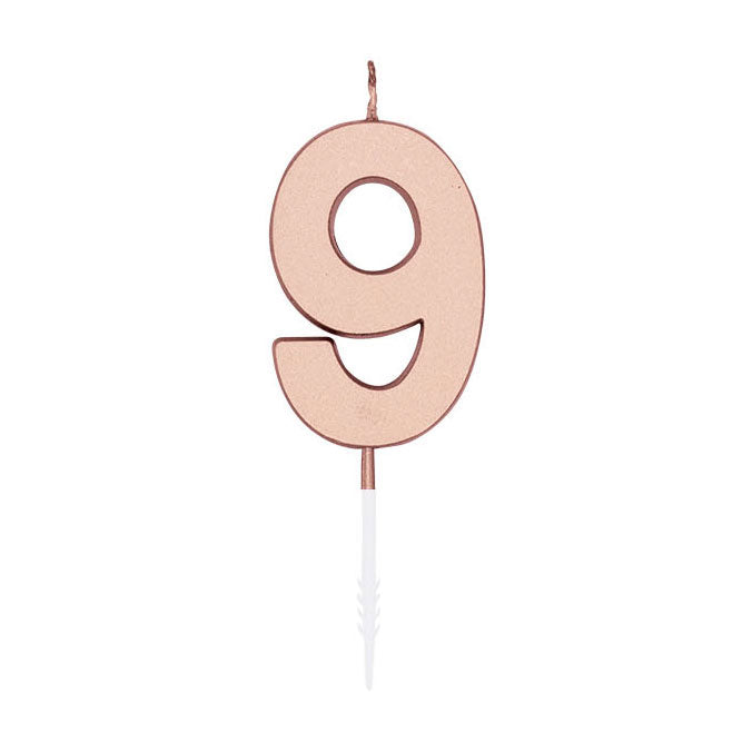 Globos - Globos Taartkaars 45cm metallic rose goud no. 9