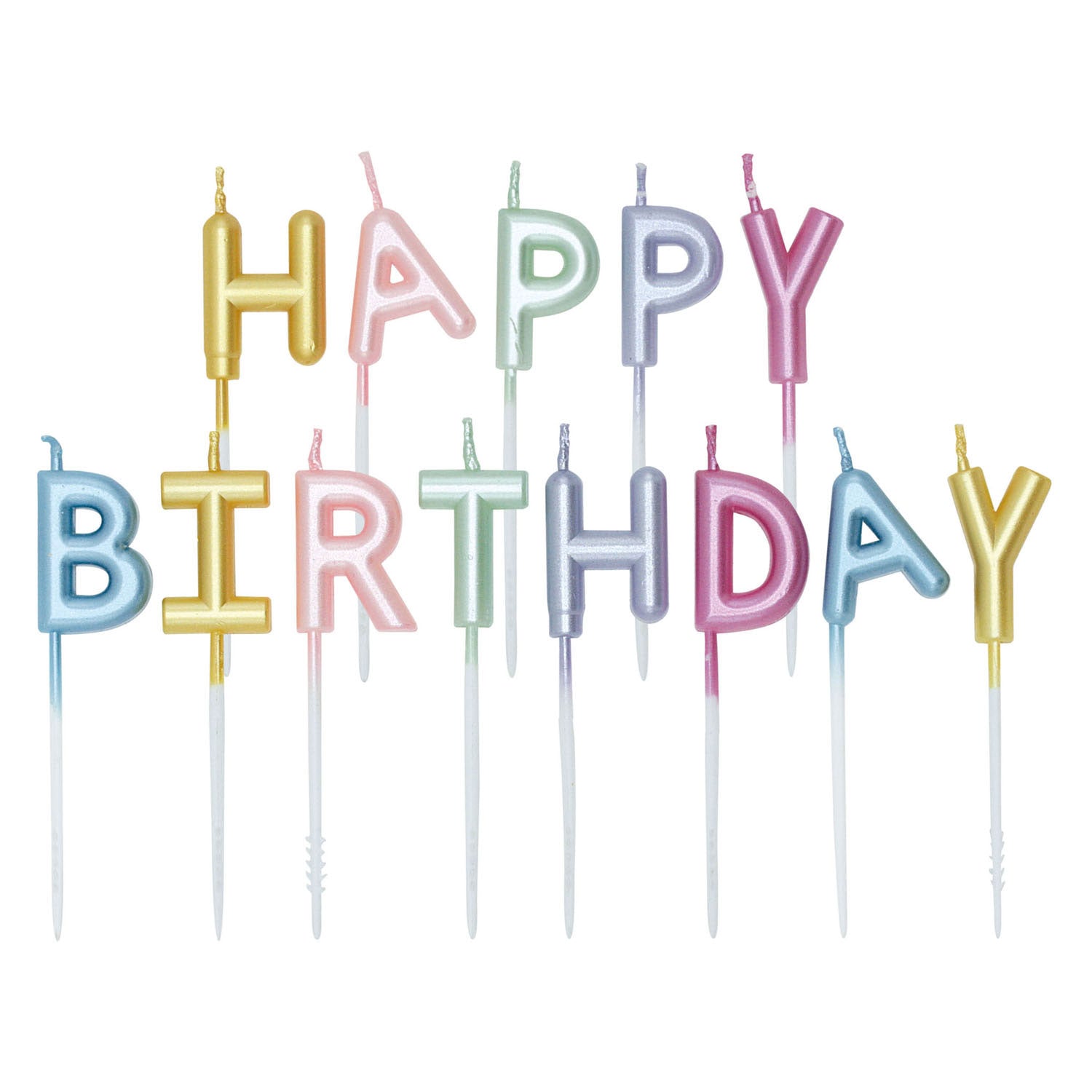 Globos - Globos Taartkaarsen set "happy birthday" pastel kleuren