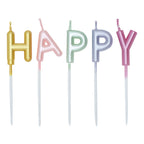 Globos - Globos Taartkaarsen set "happy birthday" pastel kleuren