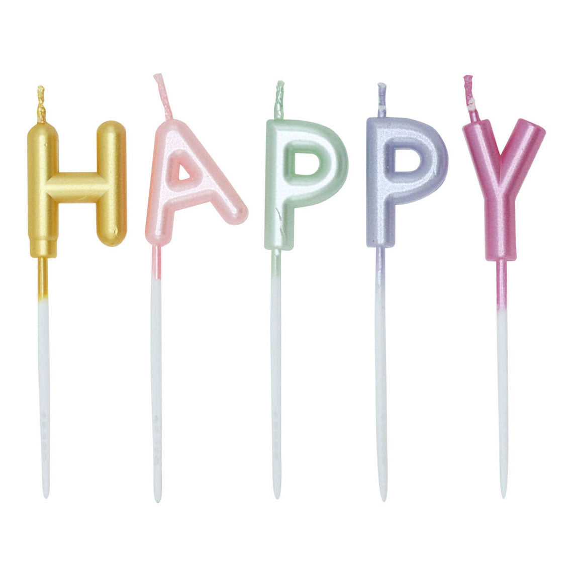 Globos - Globos Taartkaarsen set "happy birthday" pastel kleuren