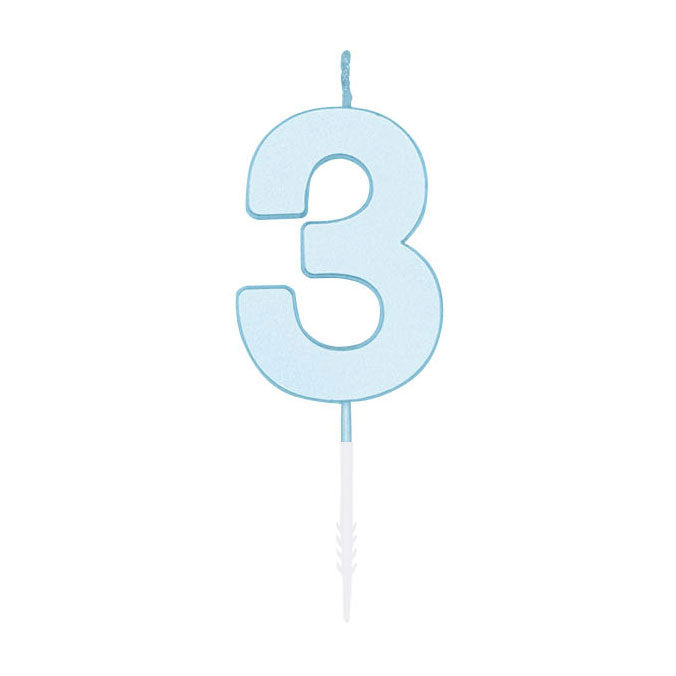 Globos - Globos Taartkaars 45cm pastel blauw no. 3