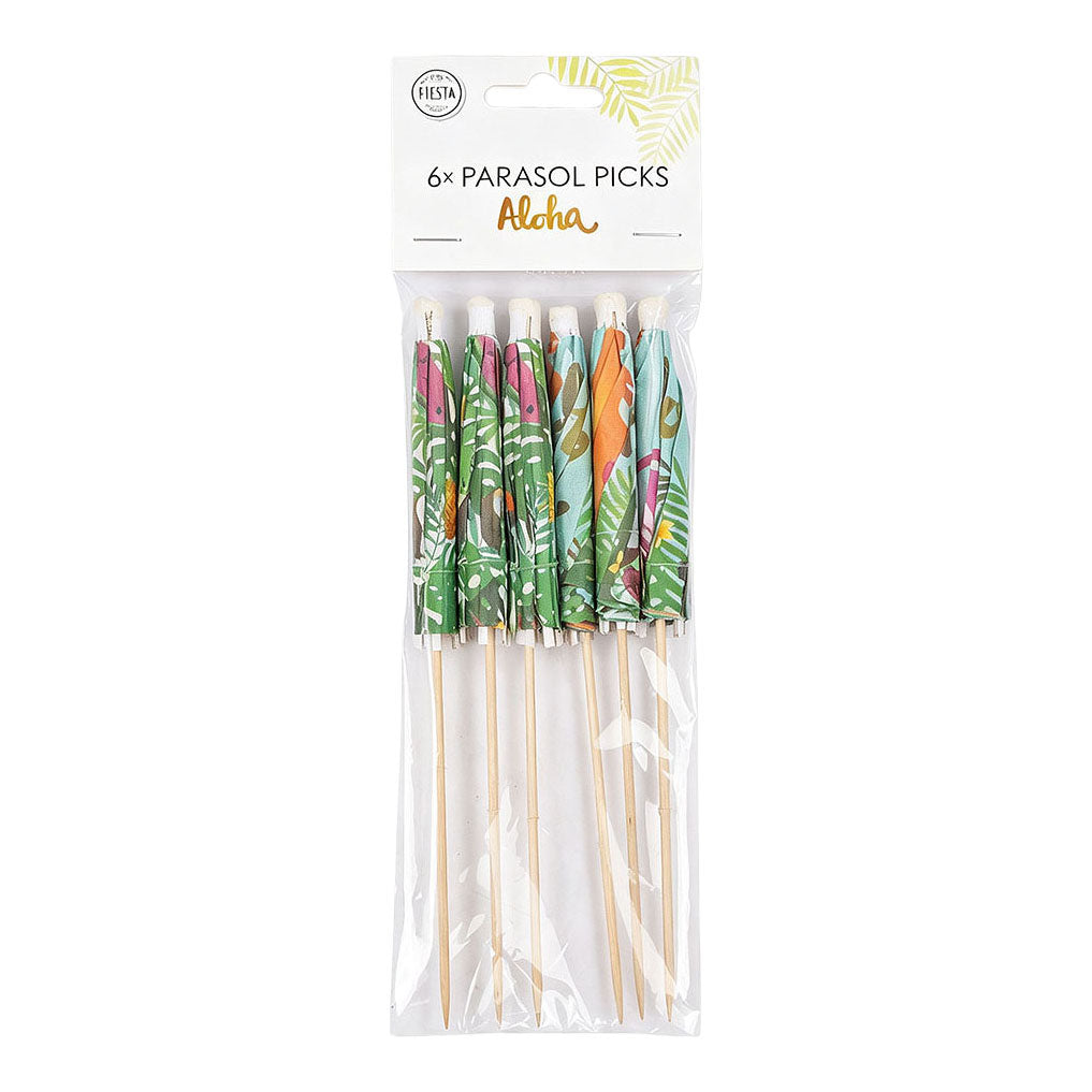 Globos - Globos Parasol cocktailprikkers van papier xl aloha - 18cm
