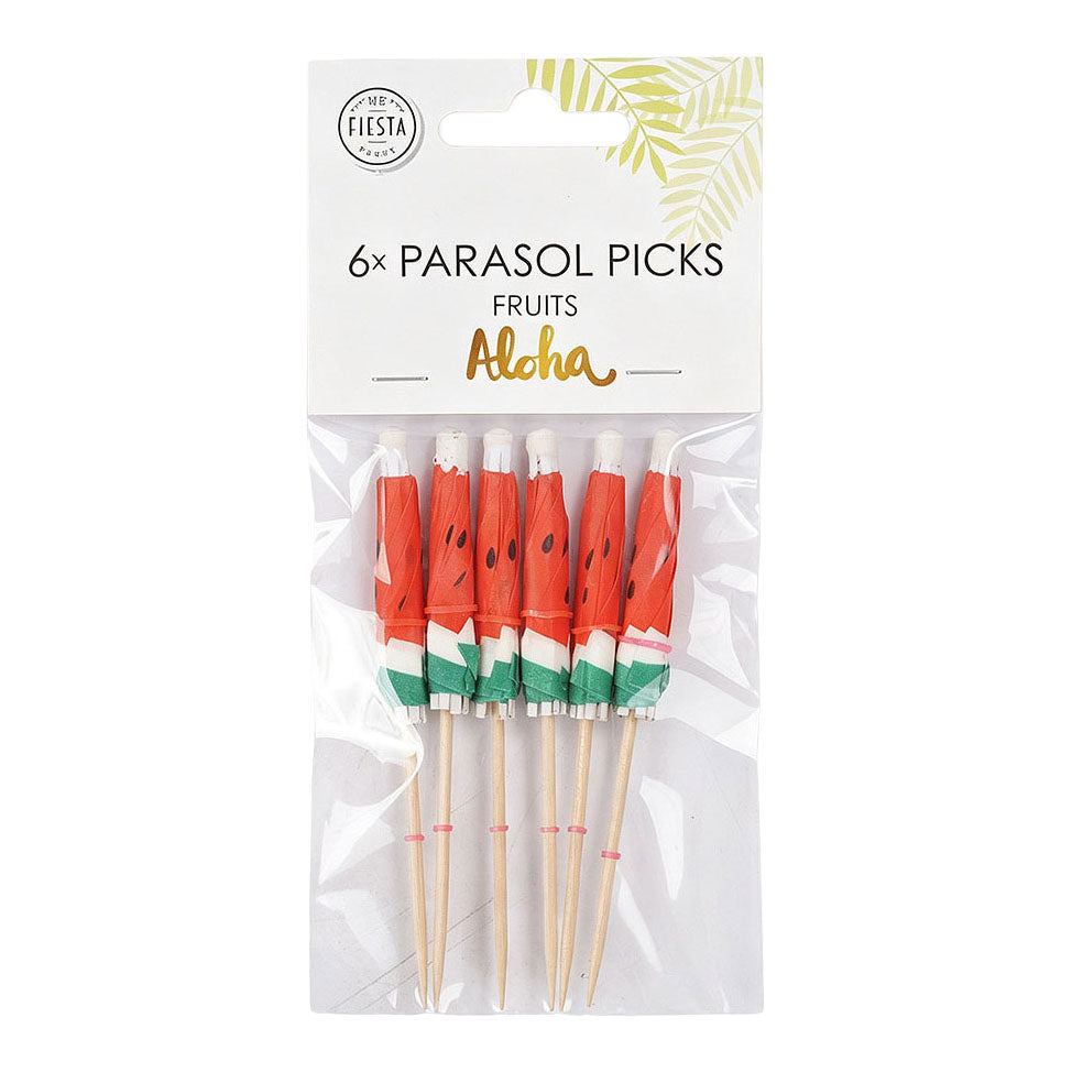 Globos - Globos Parasol cocktailprikkers van papier aloha - 8cm