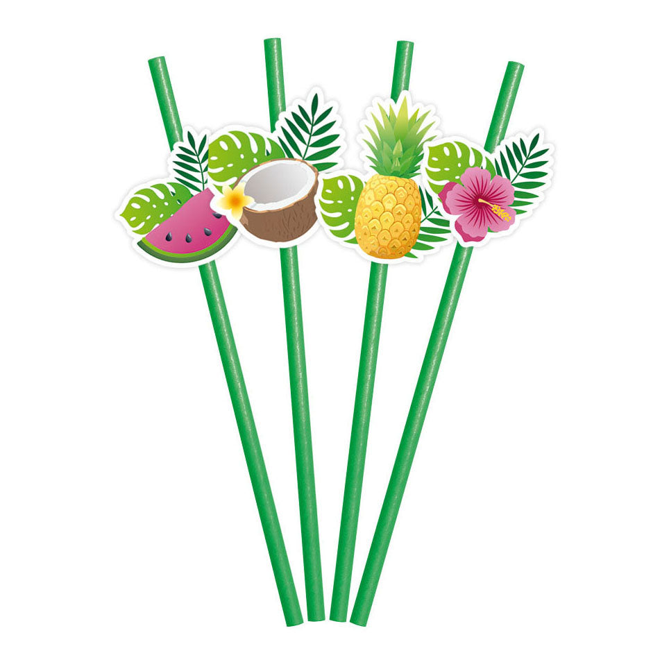 Globos - Globos Papieren rietjes fruit aloha - 6 stuks
